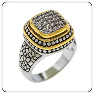 Beautiful Two-Tone White Pave Ring assorted sizes